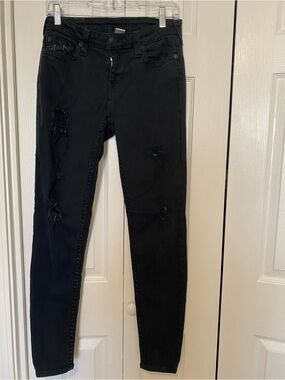 True Religion Black Distressed Skinny Jeans size 29(m)